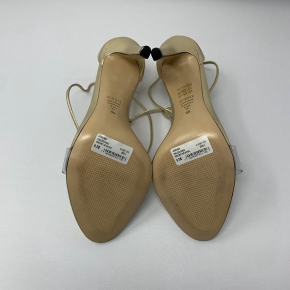 Schutz JOSSEANA Sandal Womens 8.5B Gold Vinyl/Metallic/Platina Strap Ankle S0419 - Picture 6 of 10